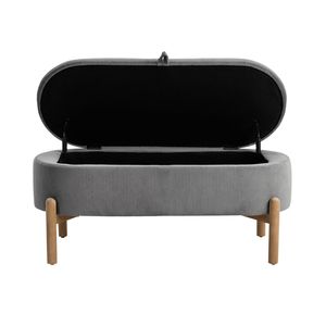 Panca contenitore in legno massello con seduta imbottita grigia in velluto a coste, con coperchio sollevabile - 1 pz. Arredamento camera da letto - Product Image 4