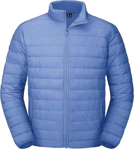 Men's Lightweight <b>Packable</b> Down Coat Waterproof Winter Hooded <b>Jacket</b> 100% Filling Stand Collar Front Logo Casual Storage Pouch - Product Image 1
