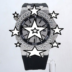 Montre de luxe pour hommes en acier inoxydable, boîtier rond de 42 mm, cristal saphir, cadran analogique, mouvement à quartz, bracelet en silicone - Product Image 1