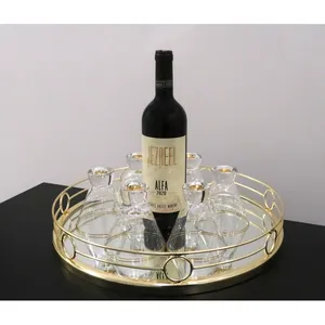 Modern Iron Decorative <b>Tray</b> with Contemporary Minimalist StyleGold Plated Metal Handicraft Decorative <b>Tray</b> for Glam Style <b>Mirror</b> - Product Image 3