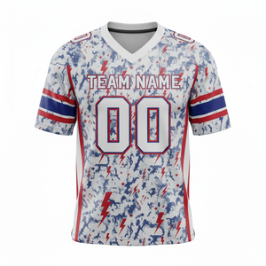 Maillot d'entraînement de football américain personnalisé pour adultes, manches courtes, respirant, option grande taille, 100 % polyester, col en V - Product Image 1