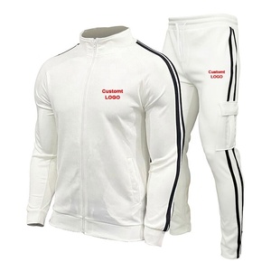 Wholesale <b>Men's</b> <b>Turtle</b> <b>Neck</b> Track Suit With Double Stripe On Side Fitness Slim Fit High <b>Neck</b> Zipper Enclosure Sweat Suit - Product Image 6