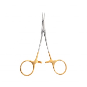 Portaagujas Quirúrgico Manual Reutilizable de Acero Inoxidable con Mango Dorado de 12.5cm, Instrumentos Quirúrgicos Clase I - Product Image 1