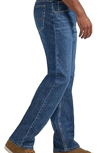 Men's Straight Leg Medium Wash Denim <b>Jeans</b> Cotton Regular Fit Casual Style Mid Waist Spring Wear - Product Image 3