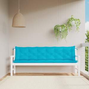 Ensemble de 2 coussins de banc de jardin en polyester 100% turquoise - Product Image 1