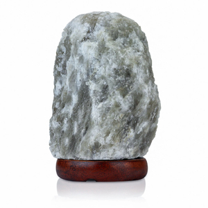 OEM Premium Quality 100% Natural Hand Crafted Gray Himalayan Crystal Salt Lamp With Wooden Base Grey Salt Lamp - Product Image 2