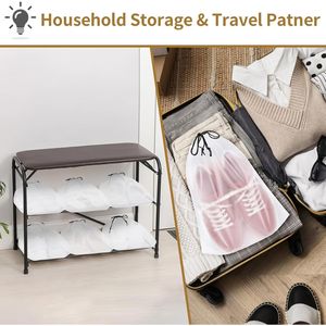 Bolsas de Viaje Transparentes para Zapatos, Paquete de 20, Impermeables, Portátiles, con Cordón, para Empacar Zapatos, 15.7 x 11.8 Pulgadas - Product Image 5