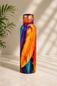 Botella de Agua de Cobre Azul Marino con Diseño Floral, Botella Ayurvédica de Cobre Puro, Tapa de Cobre Hermética - Product Image 4