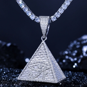 Moissanite Pyramid Pendant - Handmade Luxury Statement Jewelry, 925 Silver Pyramid Pendant, Hip Hop Diamond Silver Pendant - Product Image 2