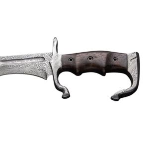 Cuchillo de combate de hoja fija de acero de Damasco con mango de madera, diseño de punta clip, hoja recta DIY, grosor de 7/8, longitud de hoja de 12 pulgadas, OEM - Product Image 6