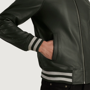 Men's Pu Leather Bomber <b>Jacket</b> Turn-down Collar Zipper Closure Regular Fit Solid Color Moto Style Autumn Wear - Product Image 6