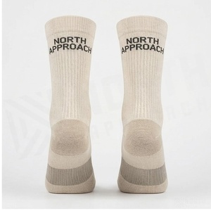 North Approach Crew <b>Socks</b> Beige Breathable Letter Pattern Adult Regular Fit - Product Image 2