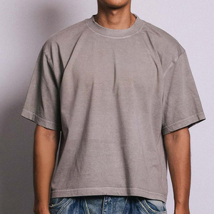 Boxy t Shirt Top Deals Oversized Blank Custom logo Graphic Men Shirts High Quality Acid Wash <b>Tshirt</b> - Product Image 6