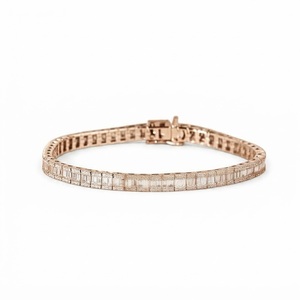 DEF Color VS VVS Clarity IGI Certified 10K 14K 18K <b>Solid</b> Gold Baguette & Round Cut Lab Grown Diamond Eternity Tennis <b>Bracelet</b> - Product Image 2