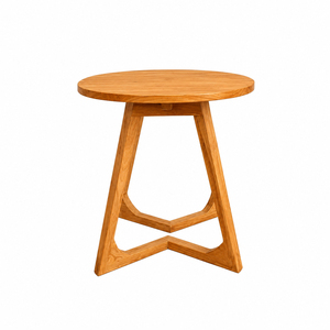 Mesa de Centro Redonda Helix de Madera de Teca Sólida, Elegante y Moderna, Acabado Natural, para Sala de Estar, Cafetería y Mobiliario de Hostelería - Product Image 2