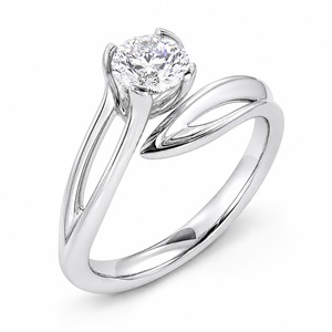Anillo de Compromiso de Diamantes de Corte Brillante Redondo en Oro Blanco para Mujer, Engaste de Puntas, Estilo Clásico - Product Image 5