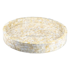 Plateau de service fait main antique moderne de luxe d'incrustation de nacre pour la maison - Product Image 1