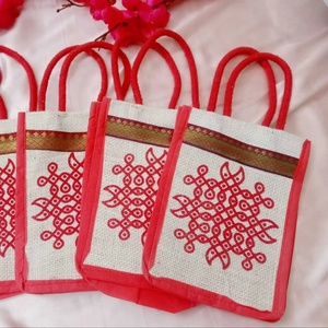 ถุงปอกระเจาพิมพ์ลาย kolam เพื่อเป็นของขวัญคืนถุงแฮมของขวัญงานแต่งงานถุงอาหารกลางวัน - Product Image 1