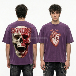 T-shirt à capuche pour homme avec motif graphique d'horreur 'Masque de hockey orange' 210GSM, vente en gros, impression sérigraphique personnalisée, streetwear, fabricant de vêtements - Product Image 4