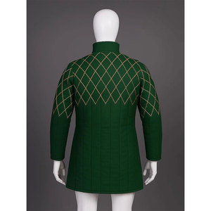 Abrigo Gambeson Medieval Verde con Costuras en Contraste, Acolchado, de Algodón Grueso, para Reenactment, Traje de Guerrero Protector - Product Image 3