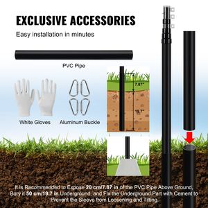 Kit Asta Portabandiera Telescopica in Lega di Alluminio Rinforzata da 7,6 m (25FT) con 3 Modalità di Visualizzazione, per Bandiere da Esterno 3x5 e Montaggio a Terra - Product Image 5