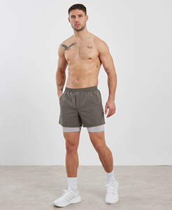 <b>Men</b>’s 2-in-1 Training <b>Shorts</b> Light Grey Breathable Quick-Dry Gym <b>Shorts</b> with <b>Compression</b> Layer for Running, Fitness, and Sport - Product Image 6