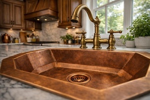 Lavabo de cobre premium: solución de lujo para baño, producto de interior de alta gama, lavabo de cobre artesanal, artículo decorativo. - Product Image 4