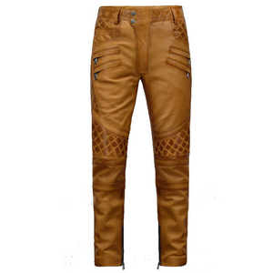 Pantalons en cuir véritable pour hommes, coupe ajustée, pantalons en cuir de créateur, fabrication OEM ODM de haute qualité - Product Image 1