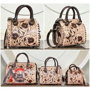 Nouvel Arrivage 2026 – Sac de Voyage Mini en Cuir Véritable Fait Main à Motifs Floraux, Style Cowgirl, pour Femme - Product Image 1