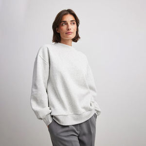 Sudadera Oversize Gris Jaspeado para Mujer, 100% Algodón, Hombros Caídos, Estilo Urbano, Moda Minimalista Esencial, Sudadera Personalizada para Mujer - Product Image 1
