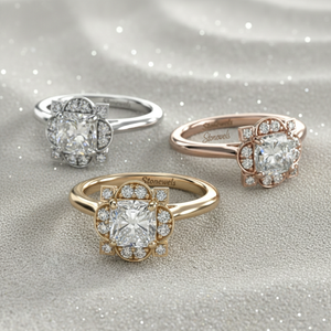 แหวนหมั้นสไตล์วินเทจกรอบชุบทองคำสีกุหลาบ ดีไซน์หรูหราประดับเพชรแบบฝังหนามเตย ได้รับการรับรอง แรงบันดาลใจจากอาร์ตเดโค - Product Image 4