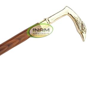 Bâton de marche en bois de style Vintage/canne de marche en bois avec poignée d'aigle/bâton de marche en bois pour personnes âgées avec travail d'incrustation en laiton - Product Image 1