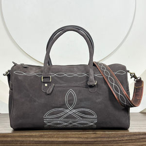 Femmes Mode Luxe Botte Point Cuir Daim Extérieur Voyage Gym Sac Duffel Personnalisé En Cuir Véritable Duffle Bag Overnight Bag - Product Image 5