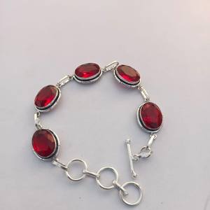 Beautiful <b>Red</b> Garnet Statement <b>Bracelet</b> 925 Sterling Silver Handmade Jewelry Gift For Women Birthday Elegant - Product Image 1