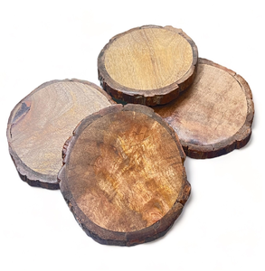 Sous-verres et dessous de plat en bois écologiques, design rustique, article de décoration de table, sous-verres et dessous de plat ronds en bois - Product Image 1
