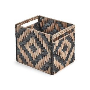 Panier de rangement graphique noir en jonc de mer et jacinthe d'eau pour le linge et l'organisation, idéal pour la salle de bain - Product Image 3