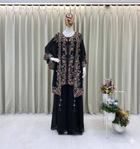 Sequins Embroidered Quick Dry All Seasons Kurti & Palazzo Suit Set Long <b>Shrug</b> Designer Ethnic Party Wear Tunic Set for <b>Women</b> - Product Image 2