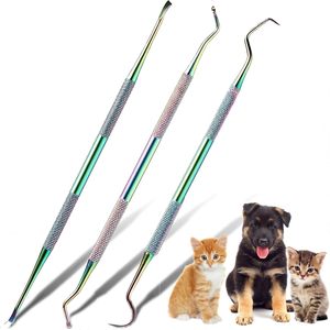 Premium Rainbow Titanium Coated Pet Dental Scaler and Scraper | Stainless Steel Double Headed Dog & Cat <b>Teeth</b> <b>Cleaning</b> <b>Tool</b> - Product Image 1