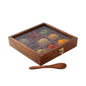 Organizador de Especias de Cocina Ecológico, Hecho a Mano, Moderno, Caja de Madera para Especias con Múltiples Secciones, Fácil de Organizar - Product Image 3