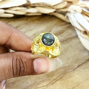 Unique Design <b>Boho</b> Floral Gemstone <b>Ring</b> Vintage Brass <b>Rings</b> Women 18k Gold Plated Floral Labradorite <b>Ring</b> for Wholesale/OEM/ODM - Product Image 6