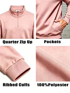 Wholesale Custom Logo Men's 1/4 Quarter Zip Sweatshirt Cotton Blend Stand Collar Brushed Fleece Workout Pullover Oversized - Product Image 3