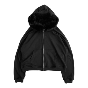 Sweat-shirt à capuche surdimensionné avec col en fausse fourrure, style Y2K, fermeture éclair, streetwear hip-hop - Product Image 5