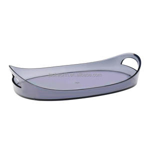 Oval Acrylic <b>Plastic</b> Serving Tray with Handles - Product Image 2