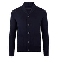 Cardigan tricoté pour homme, couleur unie, côtelé, manches classiques, pull d'automne 100% coton, couleur chinée, respirant