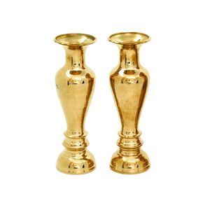 Vase en laiton véritable de 11 pouces, style ancien, solide et durable, finition dorée brillante. Idéal pour la maison, le temple, l'usage bouddhiste et la décoration. - Product Image 1