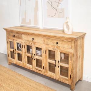 ตู้ข้างเตียงไม้แวนดาน่า เพบเบิล ไพร์ม พร้อมบานกระจก สำหรับตกแต่งภายในบ้านสไตล์โมเดิร์นอย่างมีสไตล์ - Product Image 1