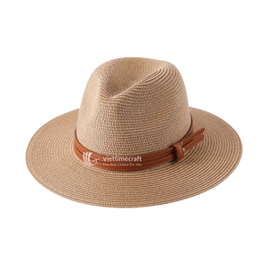 Straw <b>Hat</b> for Unisex Fedora & Cowboy Sun <b>Hat</b>, <b>Summer</b> Beach Panama <b>Hat</b> with Shell, Bead & Leather Accents for Outdoor Travel - Product Image 4