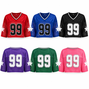 Jersey de Fútbol Americano Corto Personalizado para Mujer, con Número de Equipo, Cuello en V, Manga Corta, Ropa Deportiva de Moda, Fabricante - Product Image 2