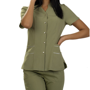 Tunique de Salon de Beauté en Gros, Haut d'Uniforme Fantaisie pour Coiffeur, Blouse d'Infirmière Respirante pour Hôpital - Product Image 4