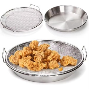 Heavy Duty Stainless Steel Frying <b>Rack</b> with Tray, Foldable Metal Mesh Basket for Oil Draining, Dishwasher Safe - Product Image 5